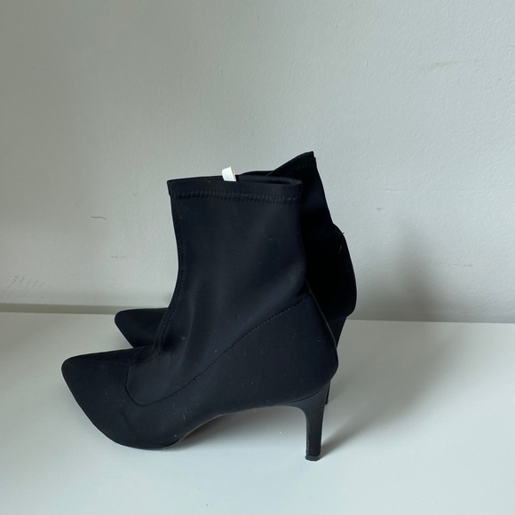 Mossimo Supply Co. Black Satin Look Sock Heel Boots Size 9 - Picture 1 of 8